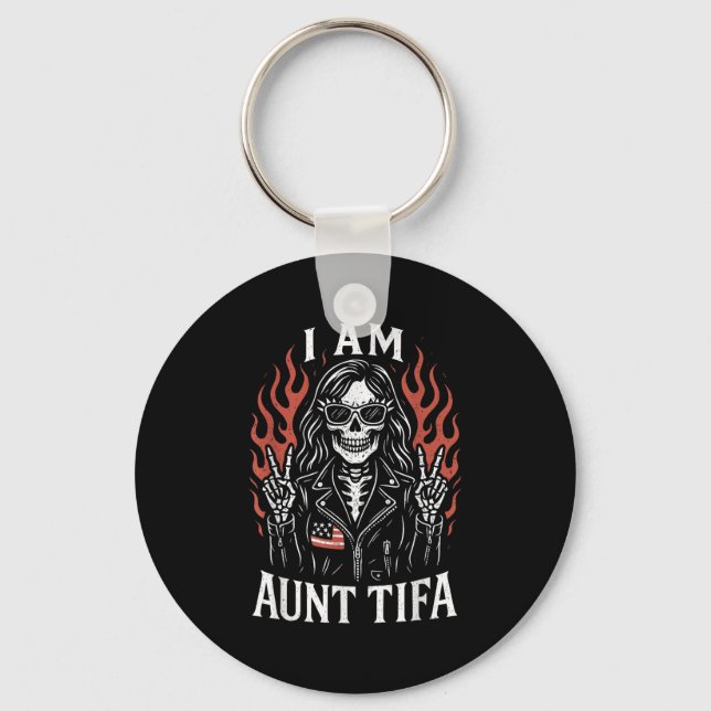 Porte-clés Je Suis Tante Tifa Funny Skeleton Biker Tante Tifa (Recto)