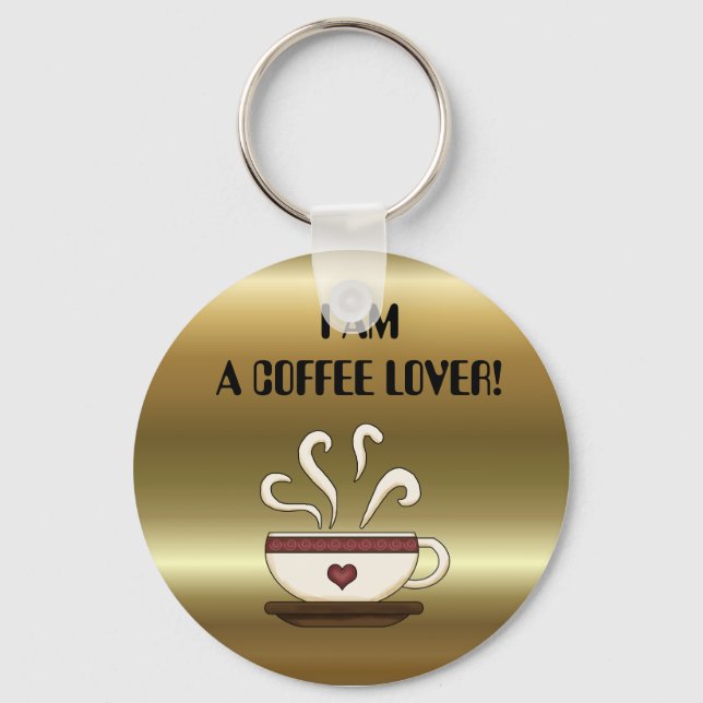 Porte-clés JE SUIS UN AMOUREUX DU CAFÉ ! porte - clé (Recto)