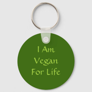 Porte-clés Je suis végétalien pendant la vie. Vert. Slogan.