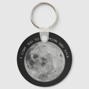 Porte-clés Je t'aime à la lune et le ciel étoilé arrière