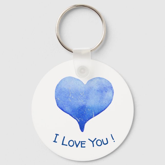 Porte-clés Je t'aime Coeur Bleu mignon Saint Valentin (Recto)