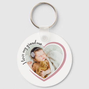Porte-clés Je t'aime grand-mère Photo de cœur 