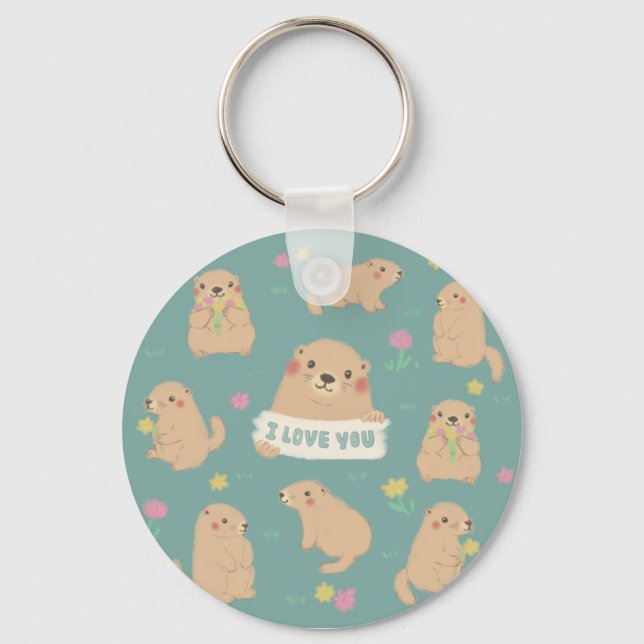 Porte-clés Je T'Aime, Illustration Marmotte (Recto)