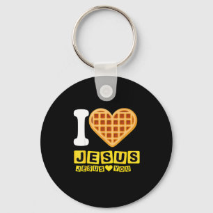 Porte-clés Je t'aime Jésus Cœur de gaufre 