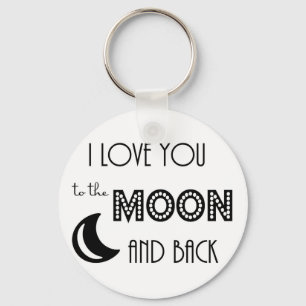 Porte-clés je t'aime jusqu'à la lune et retour noir blanc