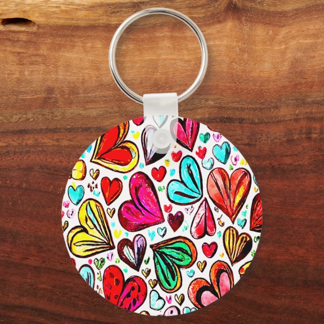 PORTE-CLÉS JE T'AIME LE COEUR FUNKY DU MOTIF VALENTINE (Recto)