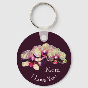 Porte-clés Je t'aime maman fleurs d'orchidée fantaisie