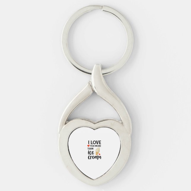 Porte-clés Je t'aime plus que la glace Amour doux Citation  (Devant)