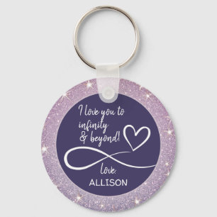 Porte-clés Je t'aime Valentines Day foncé violet Parties scin