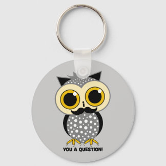 Porte-clés Je te moustache une question hibou