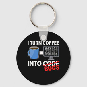 Porte-clés Je Transforme Le Café En Code Bugs Funny Coder Cad
