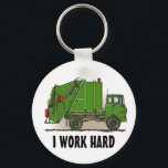 Porte-clés Je travaille dur camion-poubelle Porte - clé vert<br><div class="desc">This is one of many construction equipment venin featuring construction equipment images by artist,  Richard Neuman. Every piece of heavy equipment is drawn in high yet always has a touch of whimsy. Le travail unique est dans les maisons et les offices de l'État et de l'Espace. Enjoy !</div>