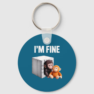 Porte-clés Je vais bien bébé singe mignon anxiété mème humour