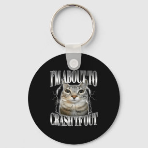 Porte-clés Je vais m'écraser Drôle de chat qui fixe Brainrot 