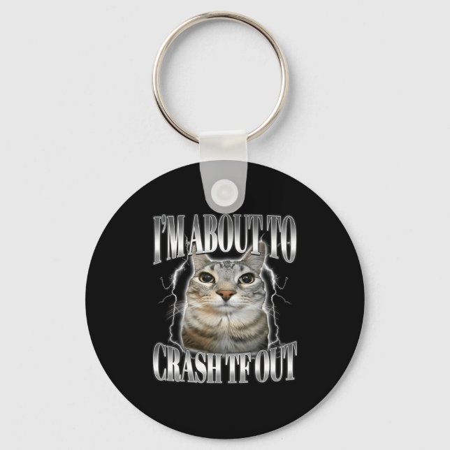 Porte-clés Je vais m'écraser Drôle de chat qui fixe Brainrot  (Recto)