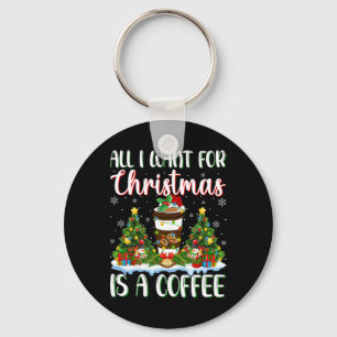 Porte-clés Je Veux Pour Noël Est Un Café Xmas Lumières Arbre