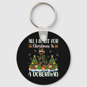 Porte-clés Je Veux Pour Noël Est Un Chien Doberman Xmas Tree