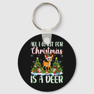 Porte-clés Je Veux Pour Noël Est Un Deer Xmas Lumières Arbre