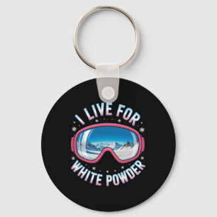 Porte-clés Je vis pour les lunettes de ski à poudre blanche D