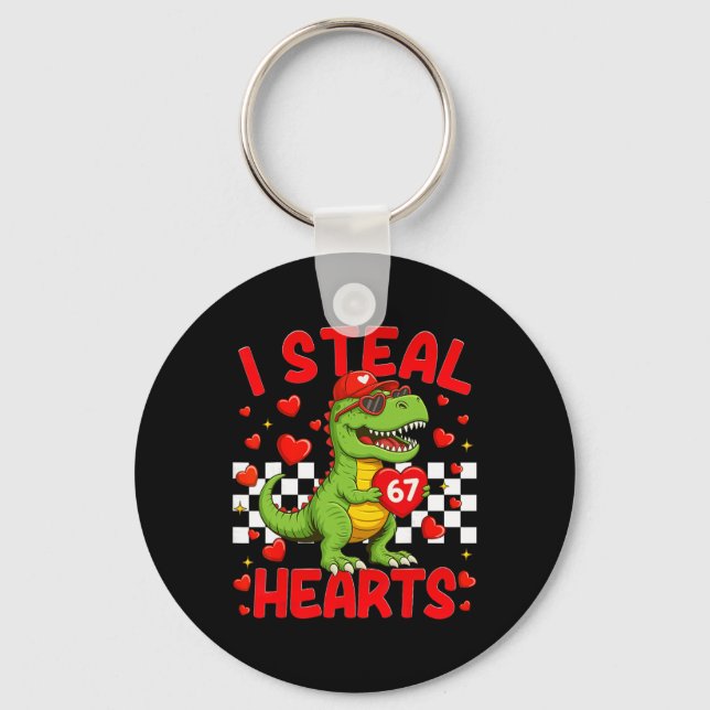 Porte-clés Je vole des cœurs 67 Saint-Valentin 67 Dinosaure T (Recto)