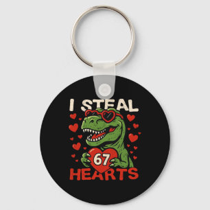Porte-clés Je vole des cœurs 67 Saint-Valentin drôle T-rex di