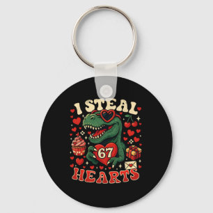 Porte-clés Je vole des cœurs 67 T-rex de la Saint-Valentin dr