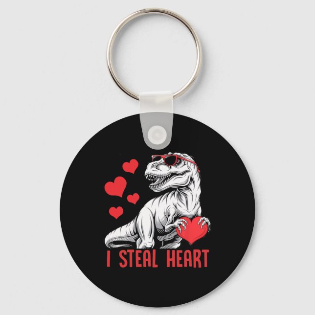 Porte-clés Je vole le cœur T-rex dinosaure Saint-Valentin gar (Recto)