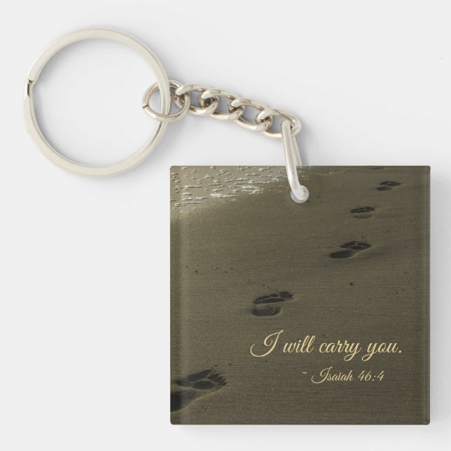 Porte-clés Je vous porterai des empreintes de pas de sable (Devant)