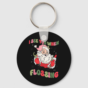 Porte-clés Je Vous Vois En Flossant Dentiste De Noël Père Noë