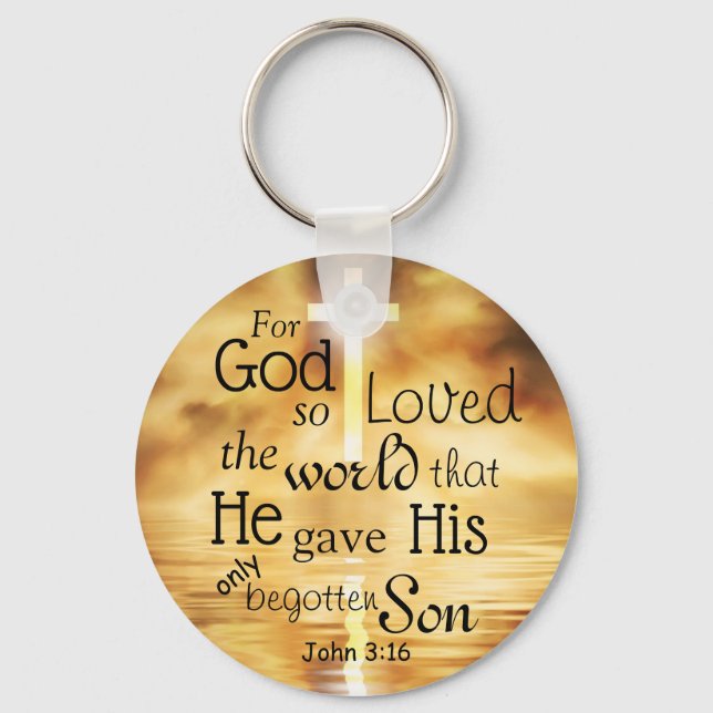 Porte-clés Jean 3:16 Dieu si aimé le monde Bible Verse Clé (Front)
