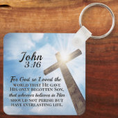 Porte-clés Jean 3:16 Dieu si aimé le monde Croix en bois (Back)