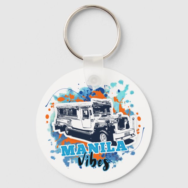 Porte-clés Jeepney Manille Vibes Bleu Orange (Recto)