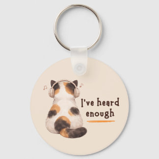 Porte-clés "J'en ai entendu assez" Chat portant un casque
