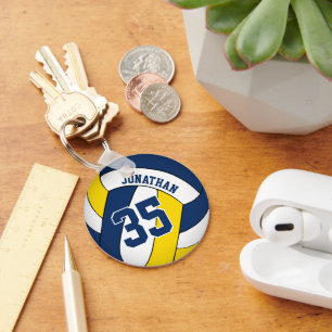 Porte-clés jersey bleu jaune numéro de volley-ball