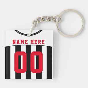 Porte-clés Jersey de soccer personnalisé noir et blanc