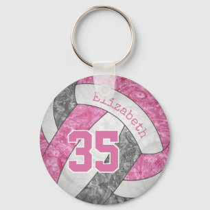 Porte-clés jersey gris rose personnalisé numéro girly volleyb