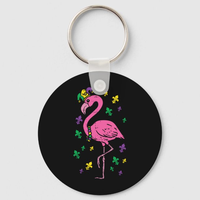 Porte-clés Jester Flamant rose rose Oiseau mignonne Mardi Gra (Recto)