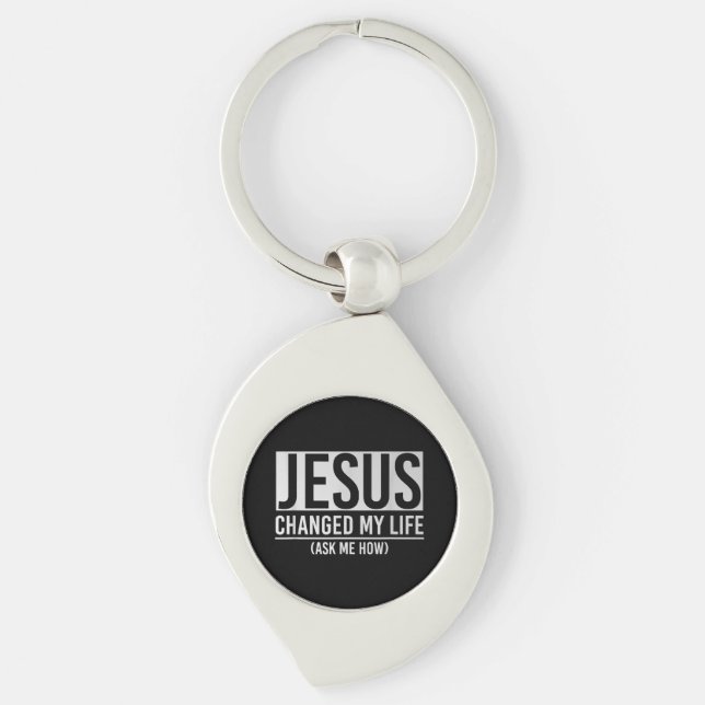 Porte-clés Jésus a changé ma vie Demandez-moi comment Jésus (Devant)