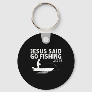 Porte-clés Jésus a dit allez à la pêche Christ chrétien Pêche