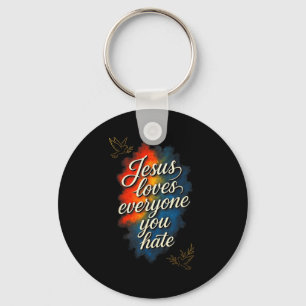 Porte-clés Jésus aime tout le monde - Message de foi chrétien