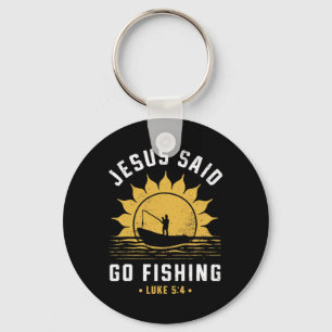 Porte-clés Jésus-Christ a dit allez à la pêche chrétien pêche
