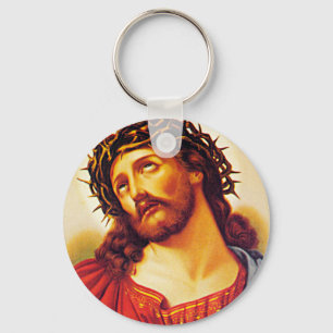 Porte-clés jésus christ couronne art vintage peinture