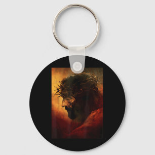 Porte-clés Jésus-Christ drôle avec couronne d'épines Graphiqu