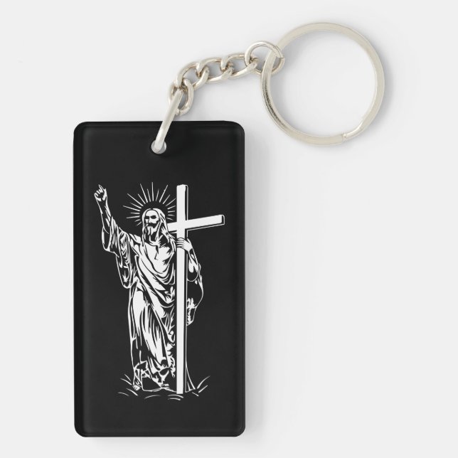 Porte-clés Jésus Christ et une croix (Dos)