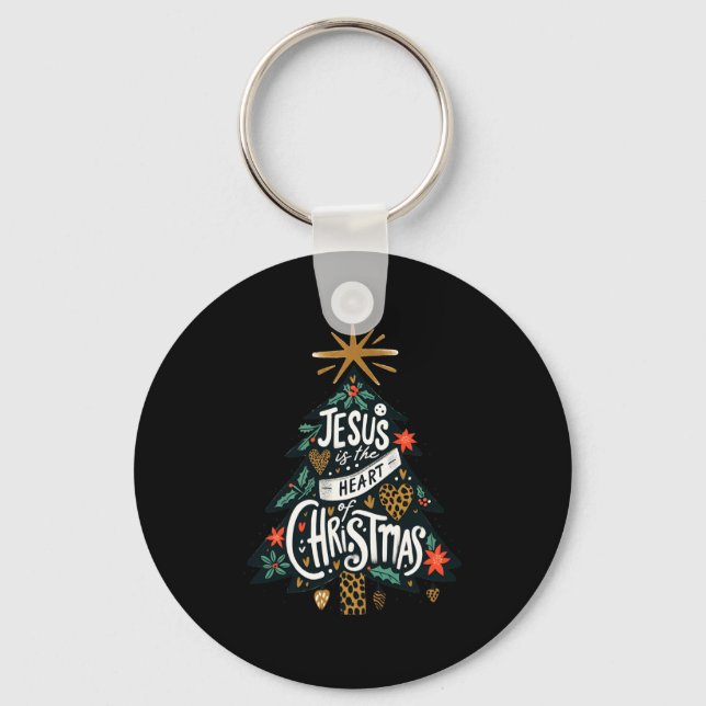 Porte-clés Jesus Christian Christmas Tree Men Women Kids Xmas (Recto)