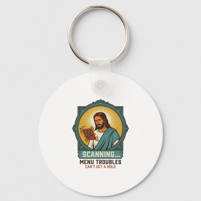 Porte-clés Jésus Code QR flou ne scannera pas Menu Humour Tec (Recto)