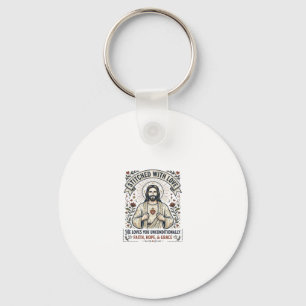 Porte-clés Jésus Couture Chemise Broderie Graphique Chrétien_