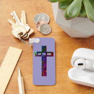 Porte-clés Jésus est la Croix de la Vigne et la Bible des Rai