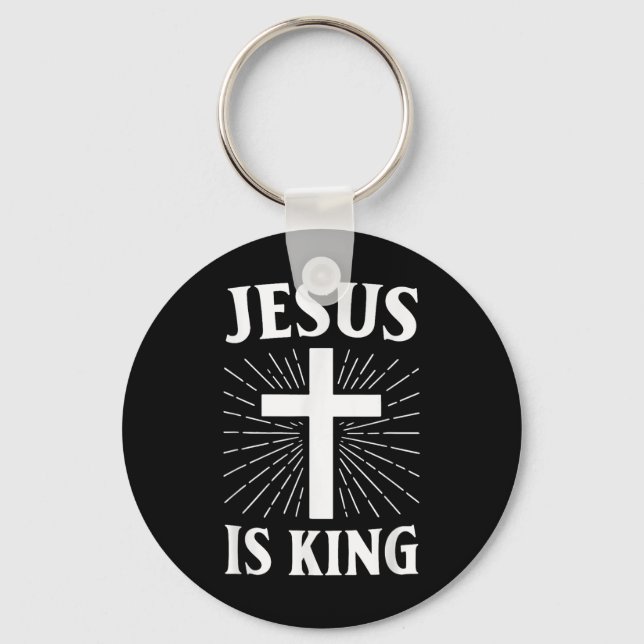 Porte-clés Jésus est le roi de la foi chrétienne Croix (Recto)