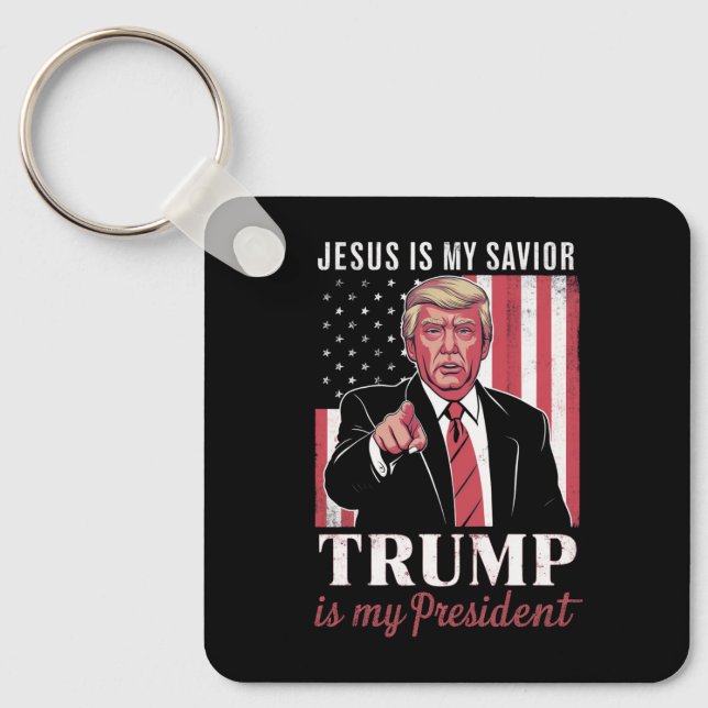 Porte-clés Jésus Est Mon Sauveur Trump Est Mon Élection À La  (Recto)